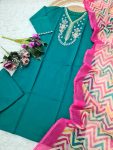 MOST PICKED CHANDERI SILK SEQUENCE CODING EMBROIDERY WORK TOP BOTTOM WITH DUPATTA PARTY WEAR WHOLESALE PRICE ETHNIC GARMENT (6)