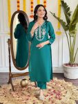 MOST PICKED CHANDERI SILK SEQUENCE CODING EMBROIDERY WORK TOP BOTTOM WITH DUPATTA PARTY WEAR WHOLESALE PRICE ETHNIC GARMENT (6)