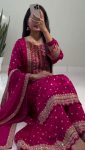 MOST PICKED CHINON EMBROIDERY SEQUENCE WORK TOP SHARARA WITH DUPATTA PARTY WEAR WHOLESALE PRICE ETHNIC GARMENT (4)