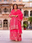 MOST PICKED GEORGETTE EMBROIDERY SEQUENCE WORK TOP PALAZZO WITH DUPATTA PARTY WEAR WHOLESALE PRICE ETHNIC GARMENT (5)