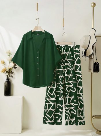 MOST PICKED RAYON DIGITAL PRINTED TOP WITH PALAZZO GREEN