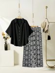 MOST PICKED RAYON DIGITAL PRINTED TOP WITH PALAZZO BLACK