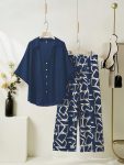 MOST PICKED RAYON DIGITAL PRINTED TOP WITH PALAZZO BLUE