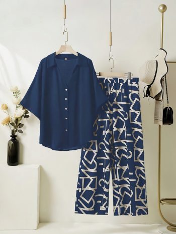 MOST PICKED RAYON DIGITAL PRINTED TOP WITH PALAZZO BLUE