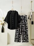 MOST PICKED RAYON DIGITAL PRINTED TOP WITH PALAZZO BLACK