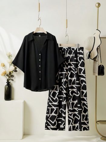 MOST PICKED RAYON DIGITAL PRINTED TOP WITH PALAZZO BLACK