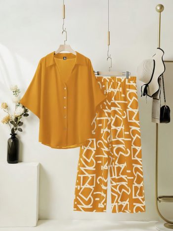 MOST PICKED RAYON DIGITAL PRINTED TOP WITH PALAZZO YELLOW