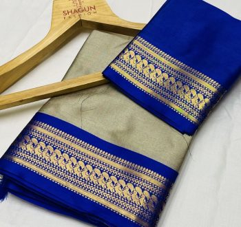 MOST PICKED SOFT SILK WEAVING ZARI BORDER WORK SAREE WITH UNSTITCHED BLOUSE GREY