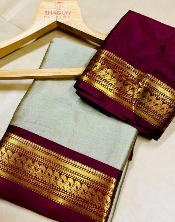 MOST PICKED SOFT SILK WEAVING ZARI BORDER WORK SAREE WITH UNSTITCHED BLOUSE GREY