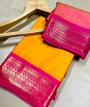 MOST PICKED SOFT SILK WEAVING ZARI BORDER WORK SAREE WITH UNSTITCHED BLOUSE YELLOW