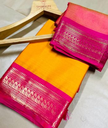 MOST PICKED SOFT SILK WEAVING ZARI BORDER WORK SAREE WITH UNSTITCHED BLOUSE YELLOW