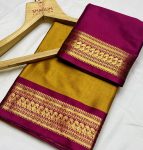 MOST PICKED SOFT SILK WEAVING ZARI BORDER WORK SAREE WITH UNSTITCHED BLOUSE CHIKU