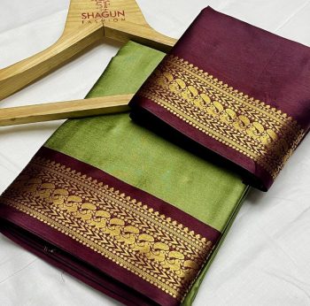 MOST PICKED SOFT SILK WEAVING ZARI BORDER WORK SAREE WITH UNSTITCHED BLOUSE PISTA