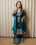 MOST PICKED VELVET SEQUENCE EMBROIDERY LACE WORK TOP PALAZZO WITH DUPATTA PARTY WEAR WHOLESALE PRICE ETHNIC GARMENT (10)