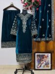 MOST PICKED VELVET SEQUENCE EMBROIDERY LACE WORK TOP PALAZZO WITH DUPATTA PARTY WEAR WHOLESALE PRICE ETHNIC GARMENT (10)