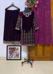 MOST PICKED VELVET ZARI EMBROIDERI WORK TOP PALAZZO WITH DUPATTA PARTY WEAR WHOLESALE PRICE ETHNIC GARMENT (1)