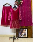 MOST PICKED VELVET ZARI EMBROIDERI WORK TOP PALAZZO WITH DUPATTA PARTY WEAR WHOLESALE PRICE ETHNIC GARMENT (7)