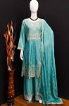 NEW ARRIVAL CHINON EMBRIDERY SEQUENCE WORK TOP PALAZZO WITH DUPATTA WEDDING WEAR WHOLESALE PRICE ETHNIC GARMENT (4)