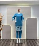 NEW ARRIVAL CHINON EMBROIDERY WORK CO-ORD SET SKY