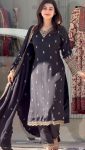 NEW ARRIVAL CHINON SILK EMBROIDERY SEQUENCE WORK TOP BOTTOM WITH DUPATTA FESTIVE WEAR WHOLESALE PRICE ETHNIC GARMENT (7)