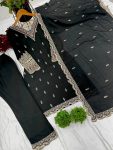 NEW ARRIVAL CHINON SILK EMBROIDERY SEQUENCE WORK TOP BOTTOM WITH DUPATTA FESTIVE WEAR WHOLESALE PRICE ETHNIC GARMENT (7)