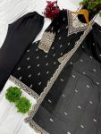 NEW ARRIVAL CHINON SILK EMBROIDERY SEQUENCE WORK TOP BOTTOM WITH DUPATTA FESTIVE WEAR WHOLESALE PRICE ETHNIC GARMENT (7)