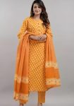 NEW ARRIVAL COTTON DIGITAL PRINTED TOP BOTTOM WITH DUPATTA  YELLOW