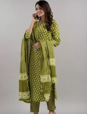 NEW ARRIVAL COTTON DIGITAL PRINTED TOP BOTTOM WITH DUPATTA  MEHNDI