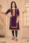 NEW ARRIVAL COTTON LINING LACE WORK KURTI WINE