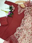 NEW ARRIVAL COTTON SILK EMBROIDERY WORK TOP BOTTOM WITH DUPATTA CASUAL WEAR WHOLESALE PRICE ETHNIC GARMENT (5)
