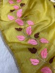 NEW ARRIVAL CRUSH GEORGETTE THREAD EMBROIDER WORK SAREE WITH UNSTITCH BLOUSE FESTIVE WEAR WHOLESALE PRICE ETHNIC GARMENT (15)