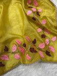 NEW ARRIVAL CRUSH GEORGETTE THREAD EMBROIDER WORK SAREE WITH UNSTITCH BLOUSE FESTIVE WEAR WHOLESALE PRICE ETHNIC GARMENT (15)