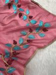 NEW ARRIVAL CRUSH GEORGETTE THREAD EMBROIDER WORK SAREE WITH UNSTITCH BLOUSE FESTIVE WEAR WHOLESALE PRICE ETHNIC GARMENT (20)