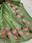 NEW ARRIVAL CRUSH GEORGETTE THREAD EMBROIDER WORK SAREE WITH UNSTITCH BLOUSE FESTIVE WEAR WHOLESALE PRICE ETHNIC GARMENT (1)
