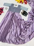 NEW ARRIVAL DEVSENA SATIN EMBROIDERY SEQUENCE WORK READY TO WEAR GOWN SAREE WITH ATTACHED DUPATTA PARTYWEAR WHOLESALE PRICE ETHNIC GARMENT (3)