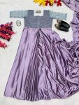 NEW ARRIVAL DEVSENA SATIN EMBROIDERY SEQUENCE WORK READY TO WEAR GOWN SAREE WITH ATTACHED DUPATTA PARTYWEAR WHOLESALE PRICE ETHNIC GARMENT (3)