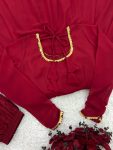 NEW ARRIVAL FAUX GEORGETTE EMBROIDERY SEQUENCE LACE WORK GOWN BOTTOM WITH DUPATTA FESTIVE WEAR WHOLESALE PRICE ETHNIC GARMENT (11)