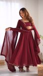 NEW ARRIVAL FAUX GEORGETTE EMBROIDERY SEQUENCE LACE WORK GOWN BOTTOM WITH DUPATTA FESTIVE WEAR WHOLESALE PRICE ETHNIC GARMENT (11)