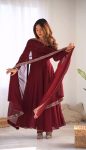 NEW ARRIVAL FAUX GEORGETTE EMBROIDERY SEQUENCE LACE WORK GOWN BOTTOM WITH DUPATTA FESTIVE WEAR WHOLESALE PRICE ETHNIC GARMENT (11)
