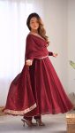 NEW ARRIVAL FAUX GEORGETTE EMBROIDERY SEQUENCE LACE WORK GOWN BOTTOM WITH DUPATTA FESTIVE WEAR WHOLESALE PRICE ETHNIC GARMENT (11)