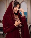 NEW ARRIVAL FAUX GEORGETTE EMBROIDERY SEQUENCE LACE WORK GOWN BOTTOM WITH DUPATTA FESTIVE WEAR WHOLESALE PRICE ETHNIC GARMENT (11)