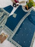 NEW ARRIVAL FAUX GEORGETTE EMBROIDERY SEQUENCE WORK TOP GHARARA WITH DUPATTA WEDDING WEAR WHOLESALE PRICE ETHNIC GARMENT (4)