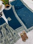 NEW ARRIVAL FAUX GEORGETTE EMBROIDERY SEQUENCE WORK TOP GHARARA WITH DUPATTA WEDDING WEAR WHOLESALE PRICE ETHNIC GARMENT (4)