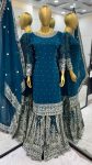 NEW ARRIVAL FAUX GEORGETTE EMBROIDERY SEQUENCE WORK TOP GHARARA WITH DUPATTA WEDDING WEAR WHOLESALE PRICE ETHNIC GARMENT (4)