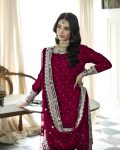 NEW ARRIVAL FAUX GEORGETTE EMBROIDERY SEQUENCE WORK TOP SHARARA WITH DUPATTA FESTIVE WEAR WHOLESALE PRICE ETHNIC GARMENT (6)
