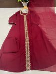 NEW ARRIVAL FAUX GEORGETTE EMBROIDERY WORK GOWN BOTTOM WITH DUPATTA FESTIVE WEAR WHOLESALE PRICE ETHNIC GARMENT (2)