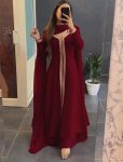 NEW ARRIVAL FAUX GEORGETTE EMBROIDERY WORK GOWN BOTTOM WITH DUPATTA  MAROON