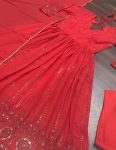 NEW ARRIVAL FAUX GEORGETTE EMBROIDERY WORK GOWN BOTTOM WITH DUPATTA FESTIVE WEAR WHOLESALE PRICE ETHNIC GARMENT (4)