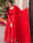 NEW ARRIVAL FAUX GEORGETTE EMBROIDERY WORK GOWN BOTTOM WITH DUPATTA FESTIVE WEAR WHOLESALE PRICE ETHNIC GARMENT (4)