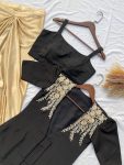 NEW ARRIVAL FRENCH CRAPE SEQUENCE EMBROIDERY WORK BLOUSE AND BLAZER WITH SATIN SILK PLEATED DHOTI PARTY WEAR WHOLESALE PRICE ETHNIC GARMENT (3)